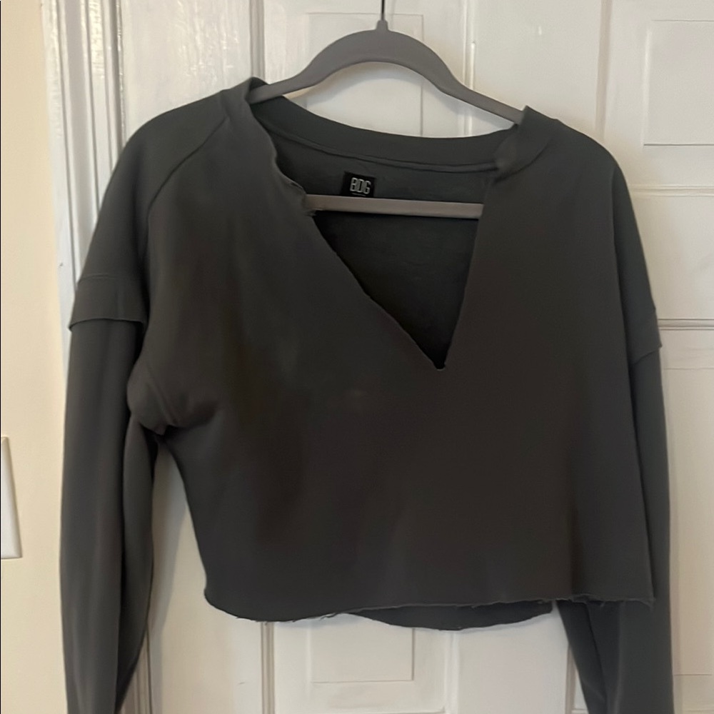 BDG Black Crop Cut Out Sweatshirt
